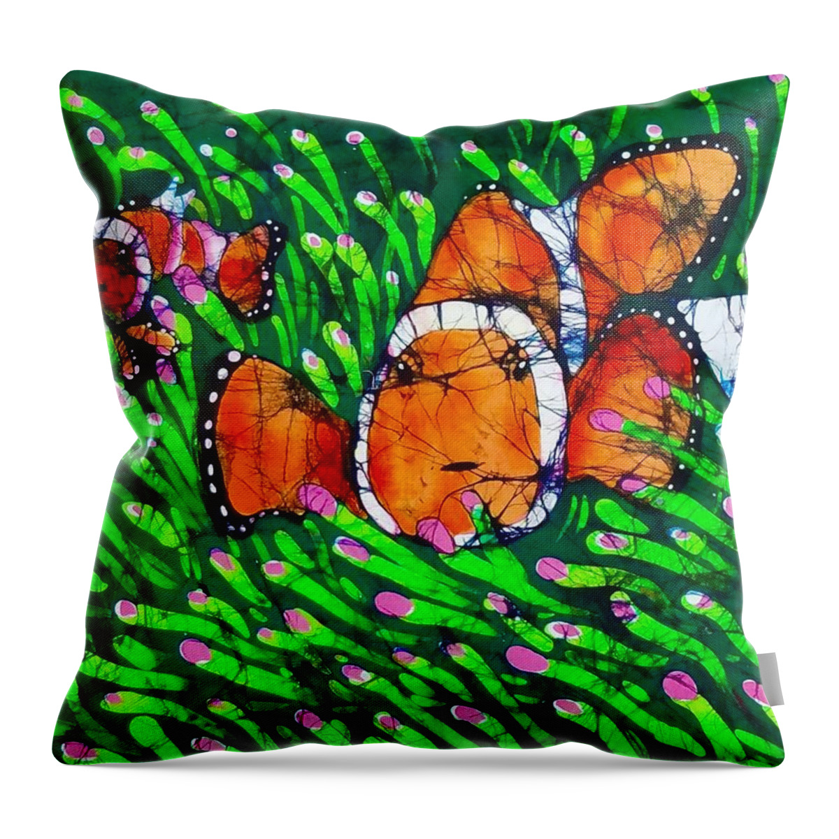 Clownfish Throw Pillow featuring the tapestry - textile Clownfish II by Kay Shaffer
