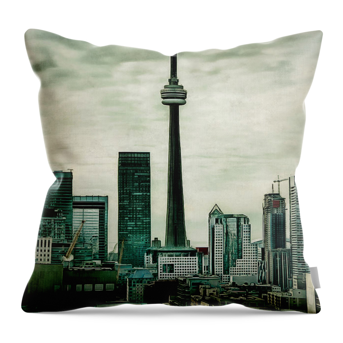 Toronto Throw Pillow featuring the digital art CN Tower by JGracey Stinson