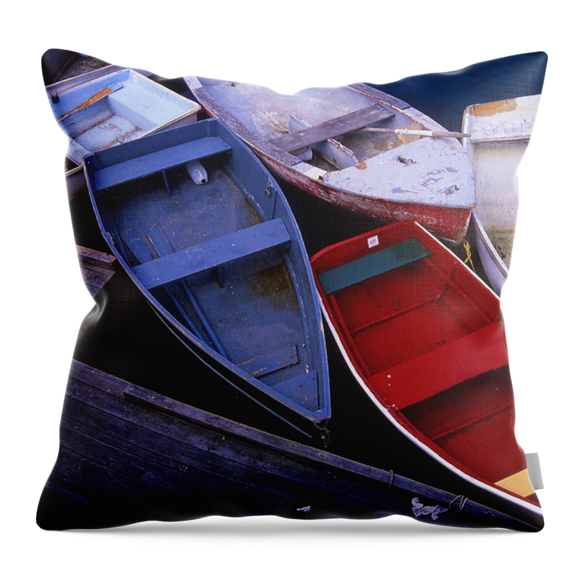 Landscape New England Boat Fishing Nautical Coast Throw Pillow featuring the photograph Cnrf0906 by Henry Butz