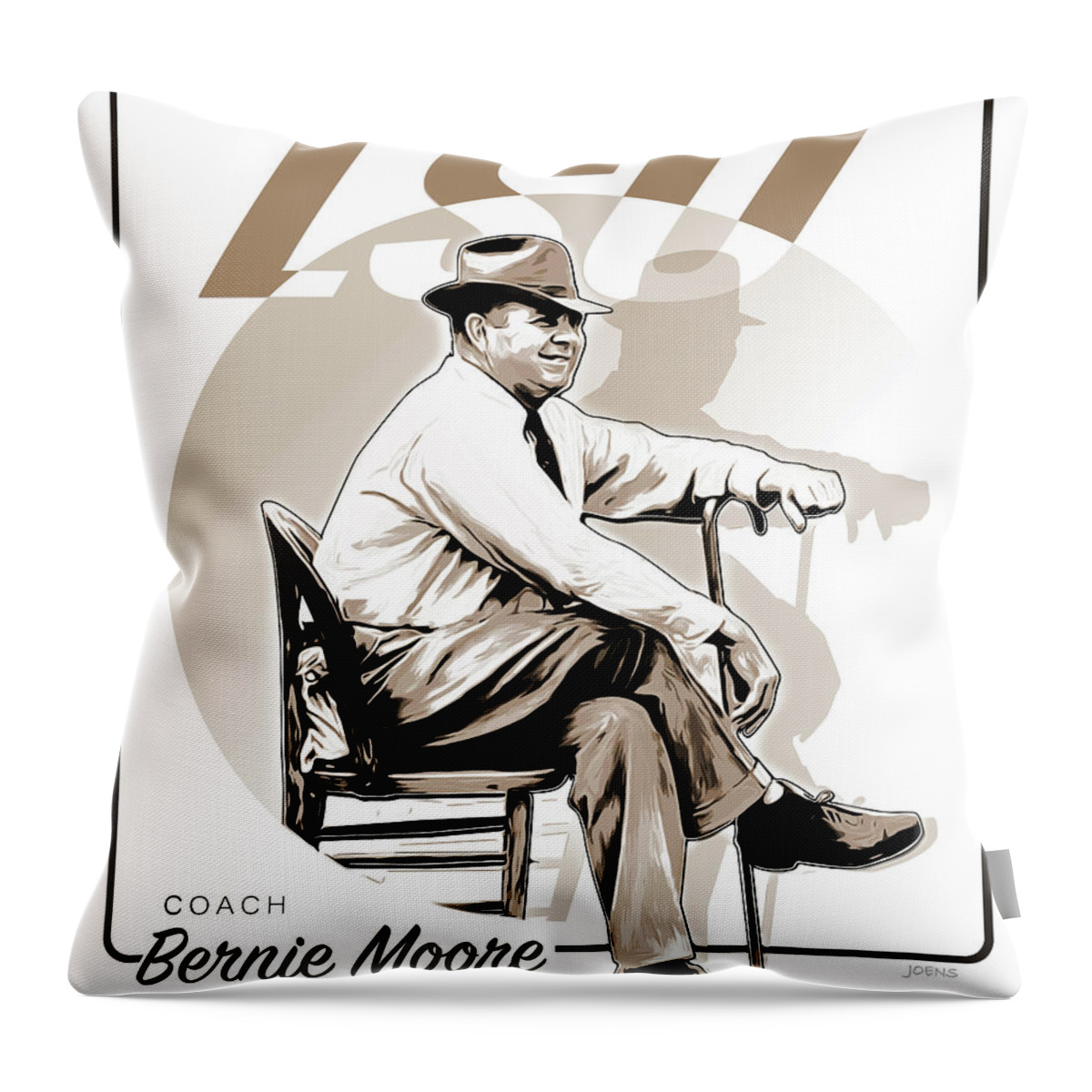 Bernie Moore Throw Pillow featuring the digital art Coach Bernie Moore by Greg Joens