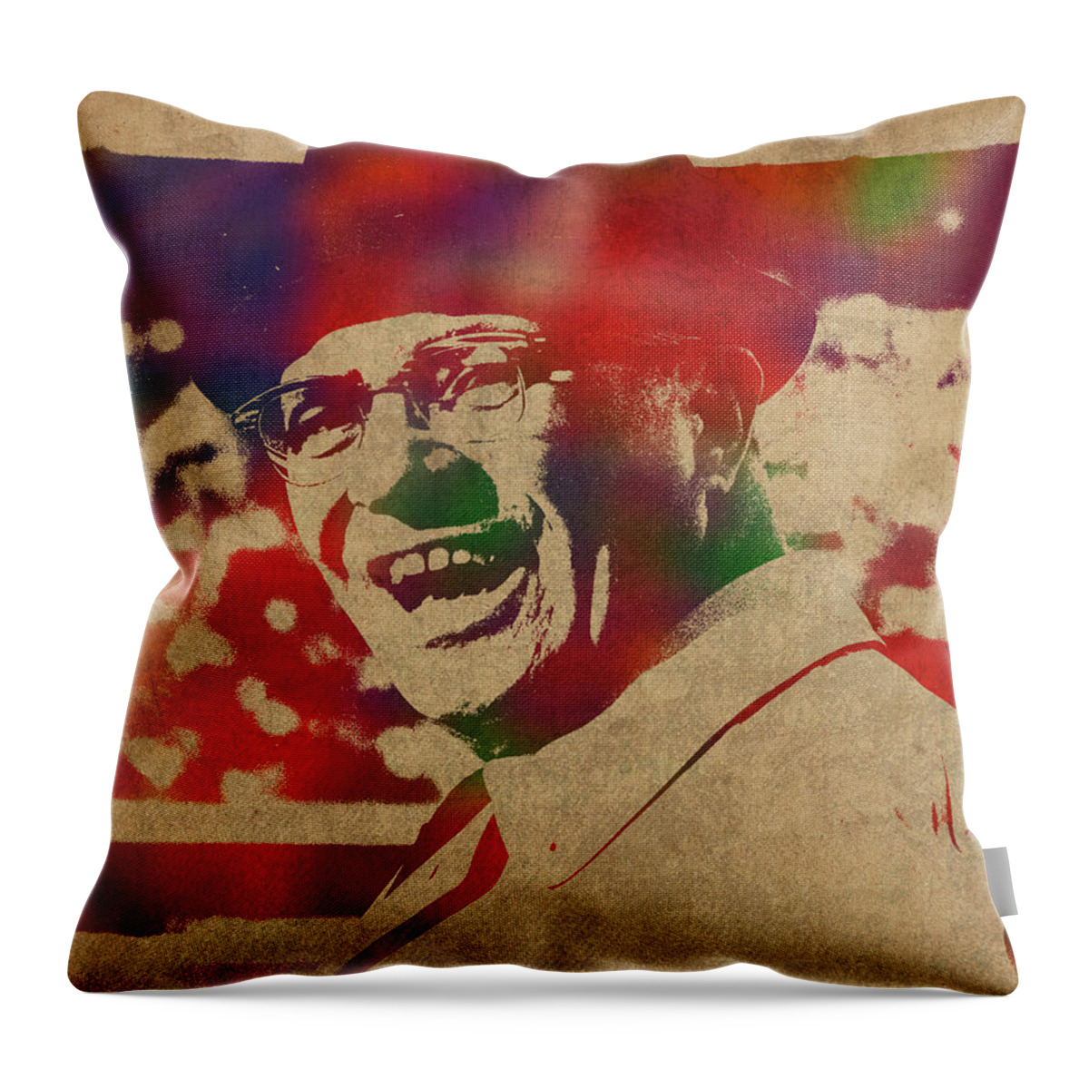 Coach Throw Pillow featuring the mixed media Coach Vince Lombardi Watercolor Portrait by Design Turnpike