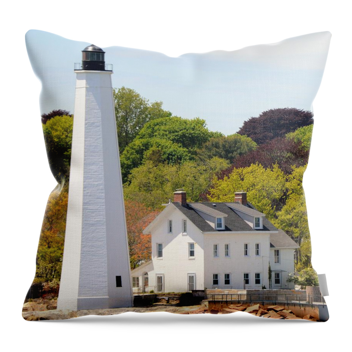 Lighthouse Throw Pillow featuring the photograph Coastal Lighthouse-C by Charles HALL