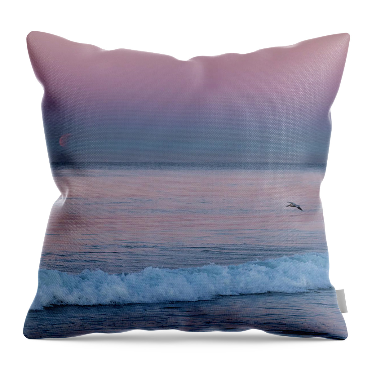 Moon Throw Pillow featuring the photograph Coastal Moonset by Jody Partin