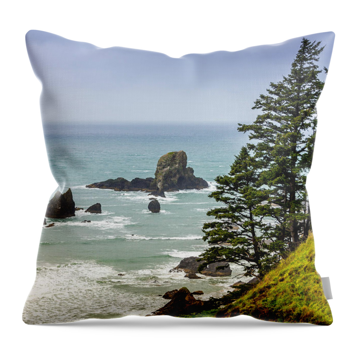 Coast Throw Pillow featuring the photograph Coastal Scene by Jerry Cahill