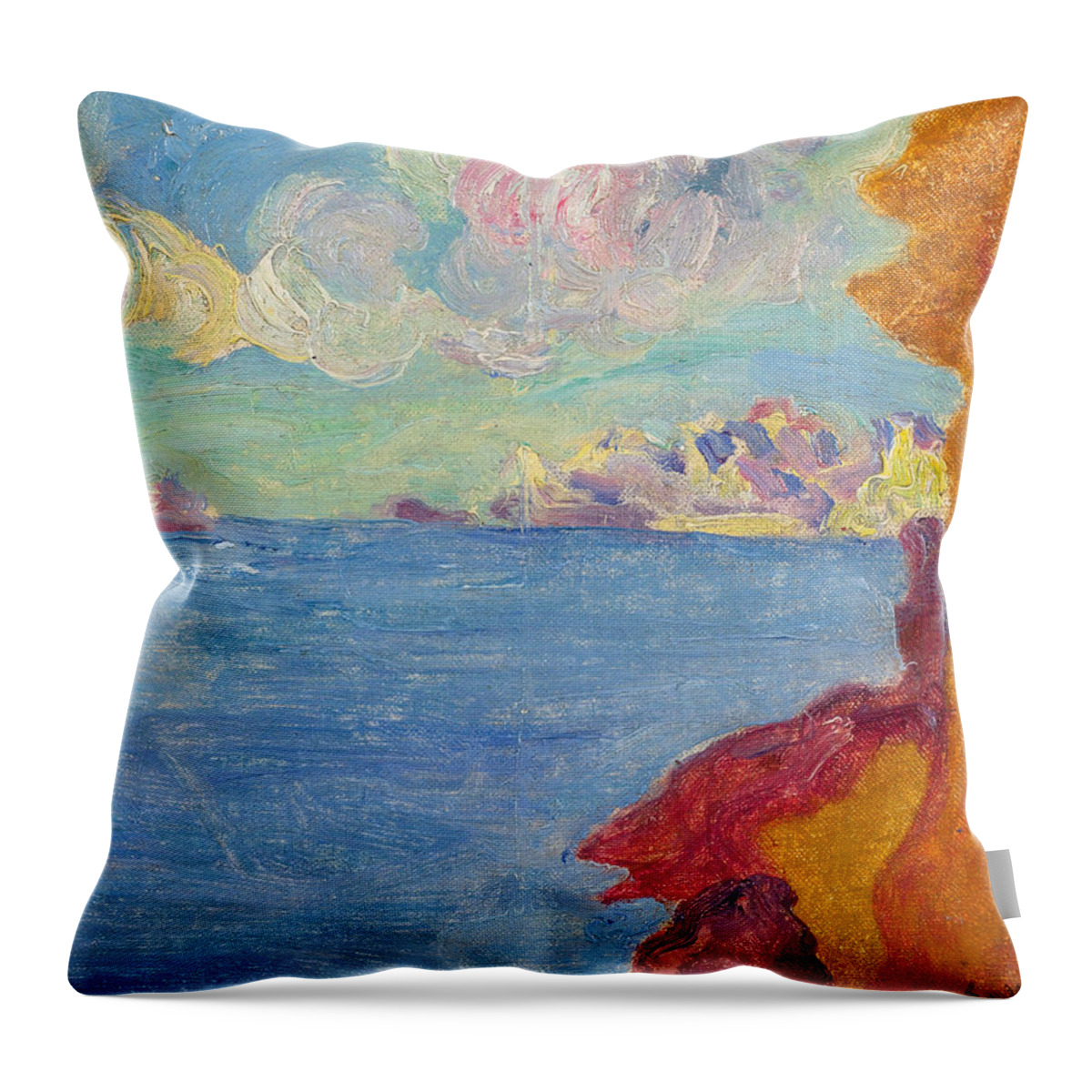 Louis Valtat Throw Pillow featuring the painting Coastline by Louis Valtat