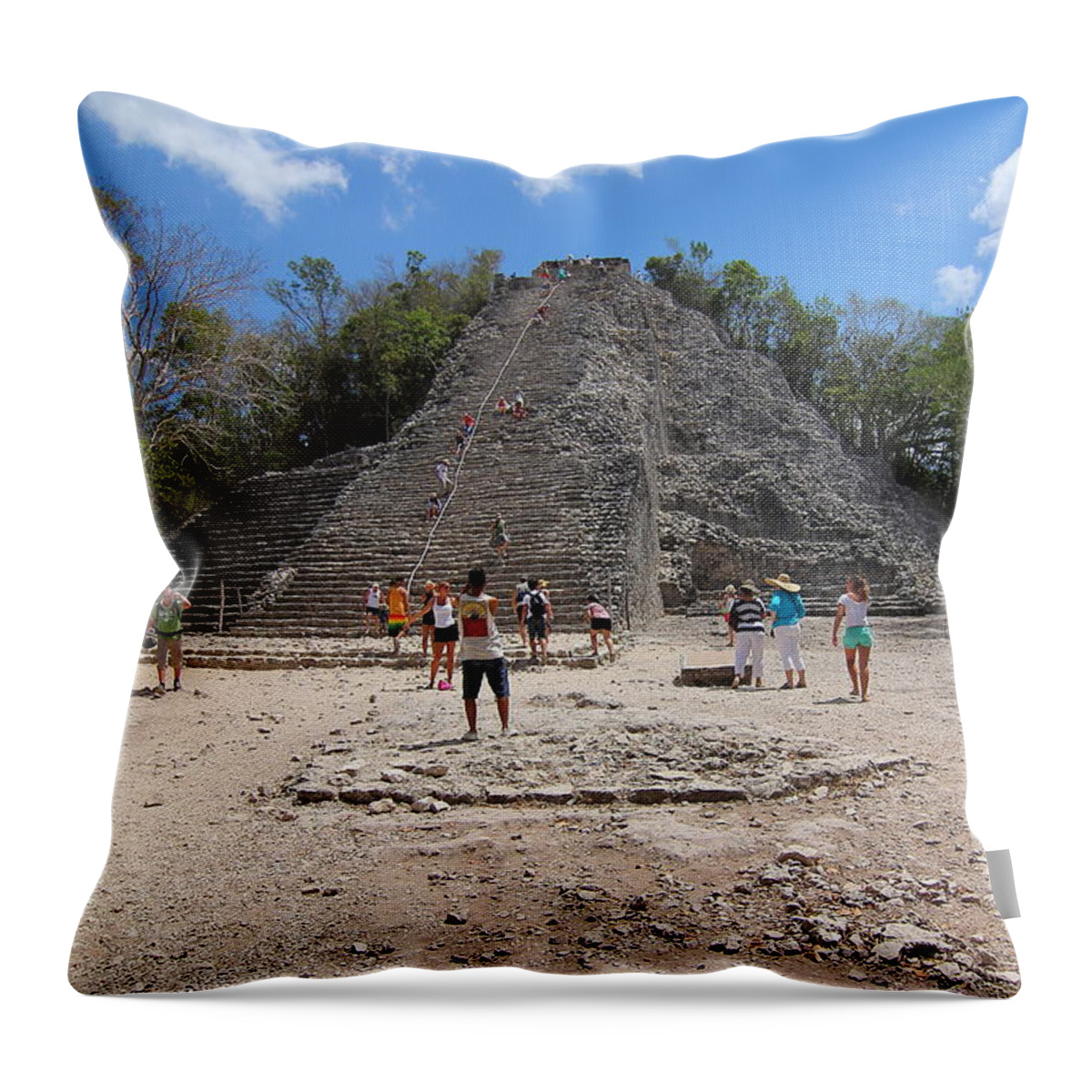 Landscape Throw Pillow featuring the photograph Coba Archeological Site, Mexico by Robert McKinstry