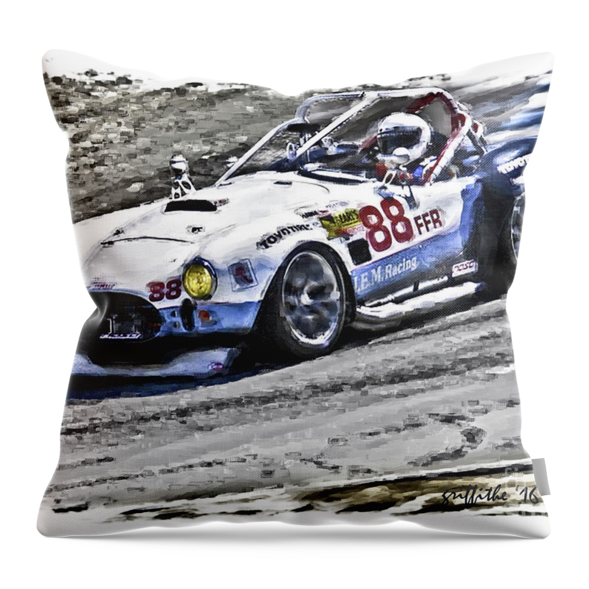 Cobra Throw Pillow featuring the photograph Cobra Laguna Seca by Tom Griffithe