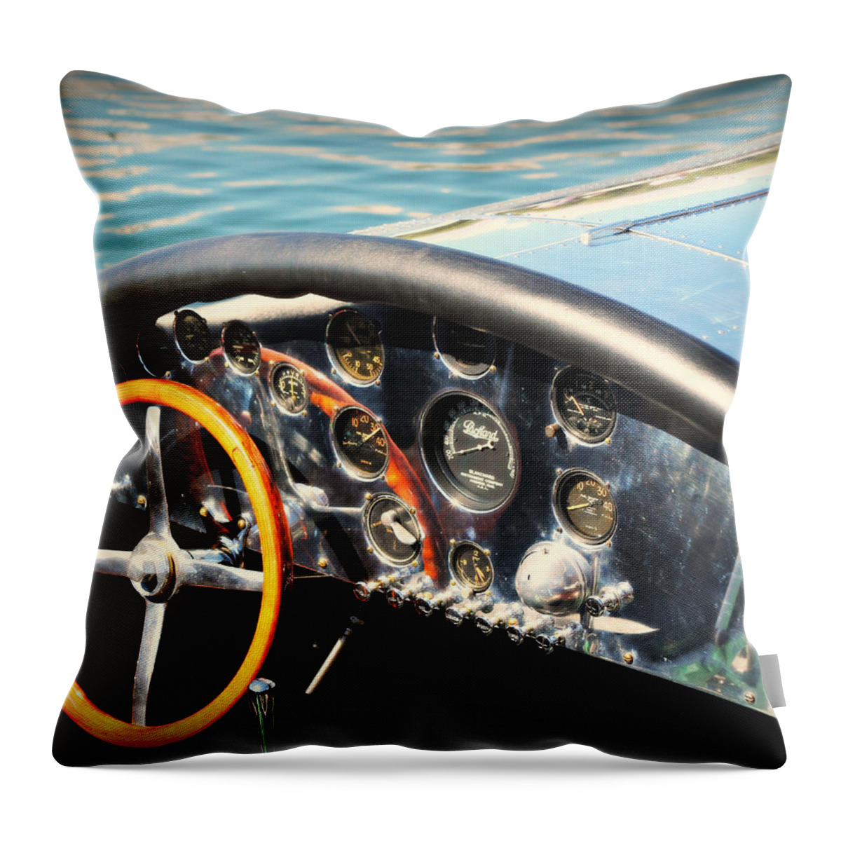 Vintage Boats Throw Pillow featuring the photograph Cockpit of the Hornet II by Steve Natale