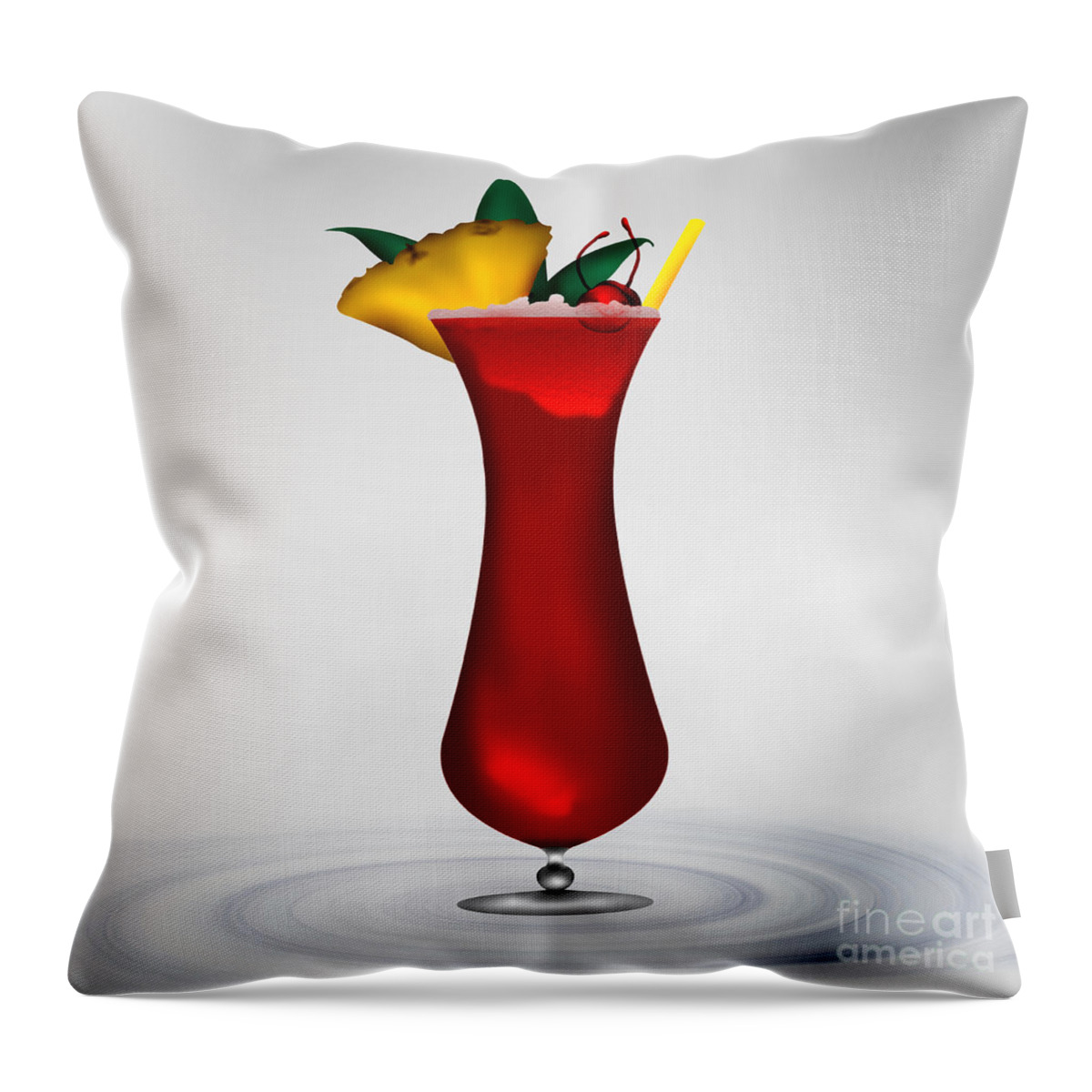 Cocktail Throw Pillow featuring the digital art Cocktail Red Surprise by Gina Koch