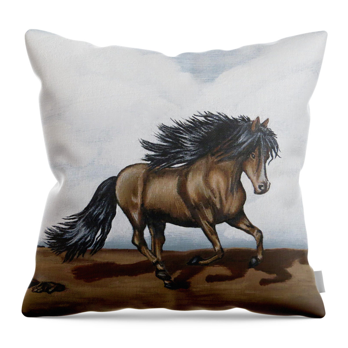 Horse Throw Pillow featuring the painting Coco by Teresa Wing