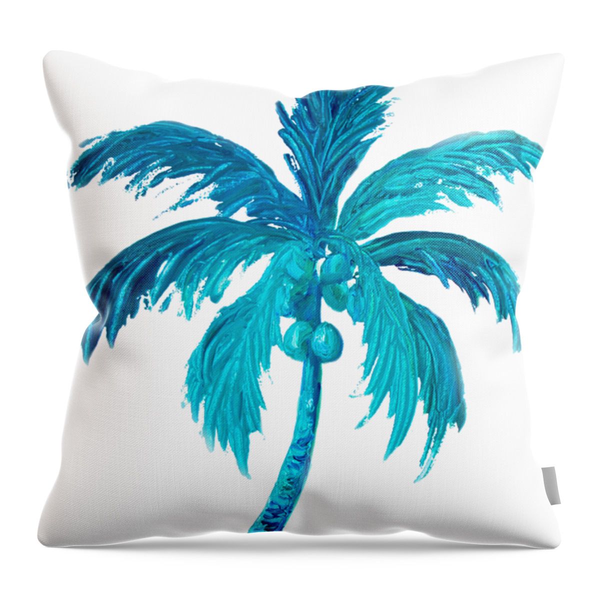 Coconut Palm Throw Pillow featuring the painting Coconut Palm Tree by Jan Matson