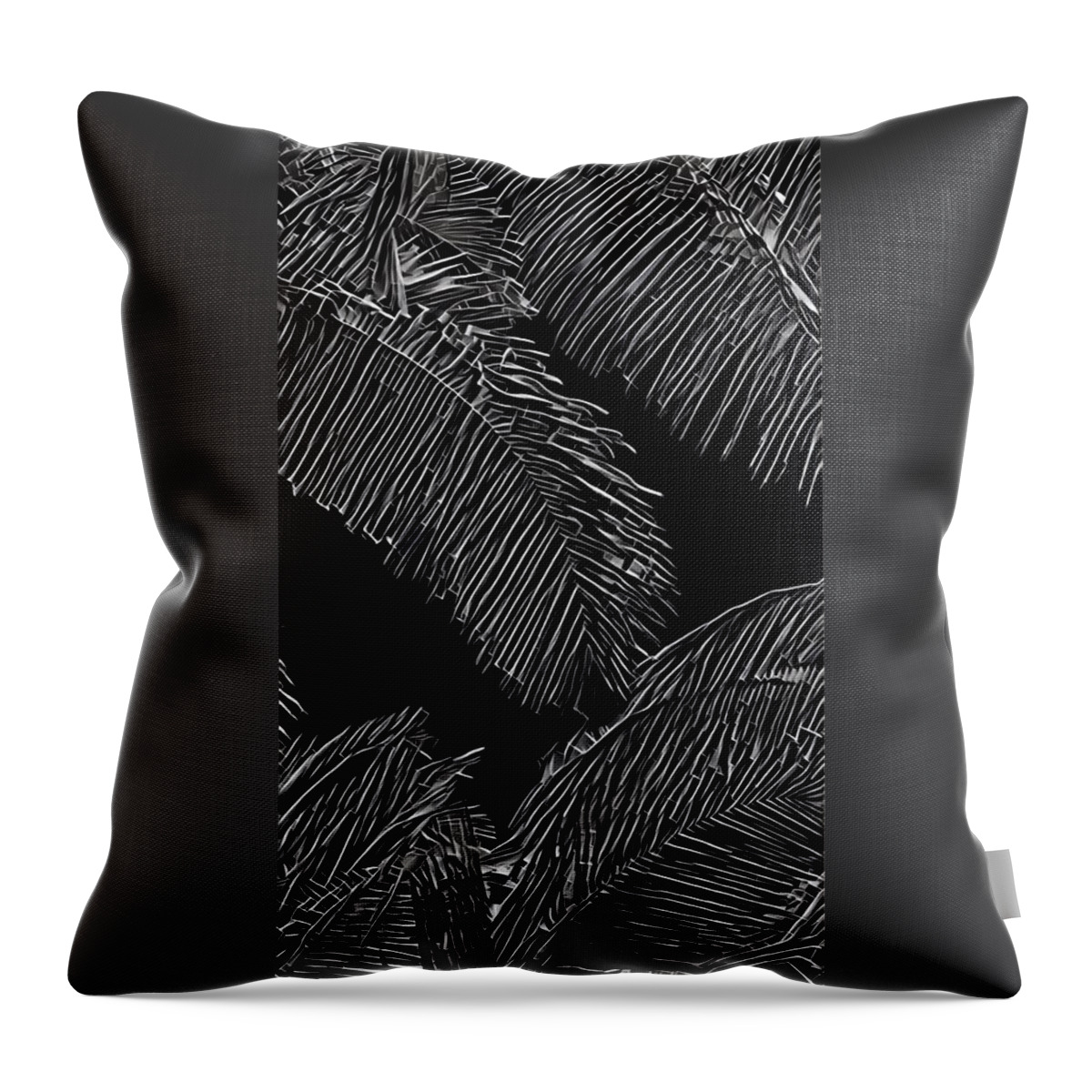 #flowersofaloha #blackandwhite #coconutpalms Throw Pillow featuring the photograph Coconut Palms in Black and White by Joalene Young