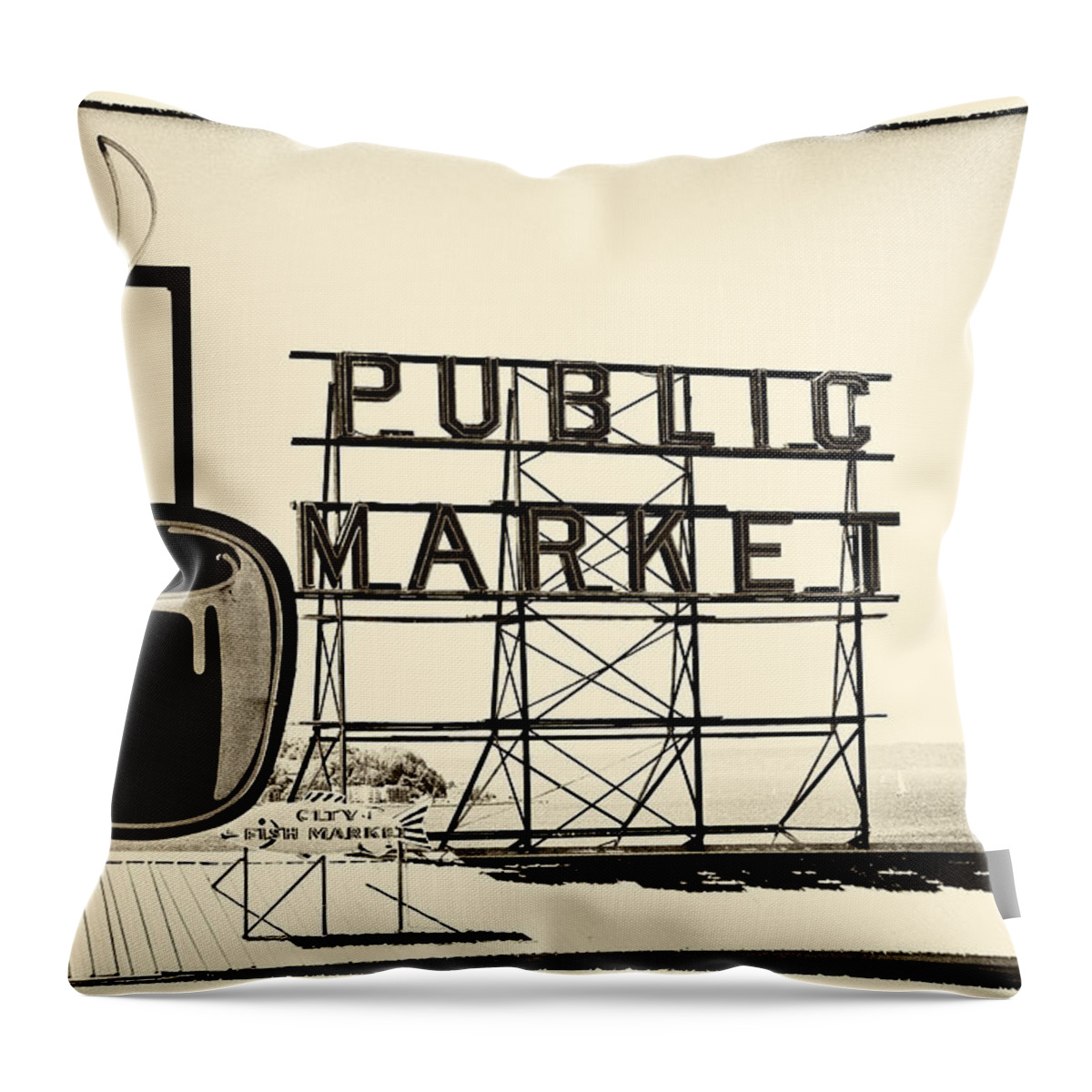 Coffee At The Market Ii Throw Pillow featuring the photograph Coffee at the Market II by David Patterson