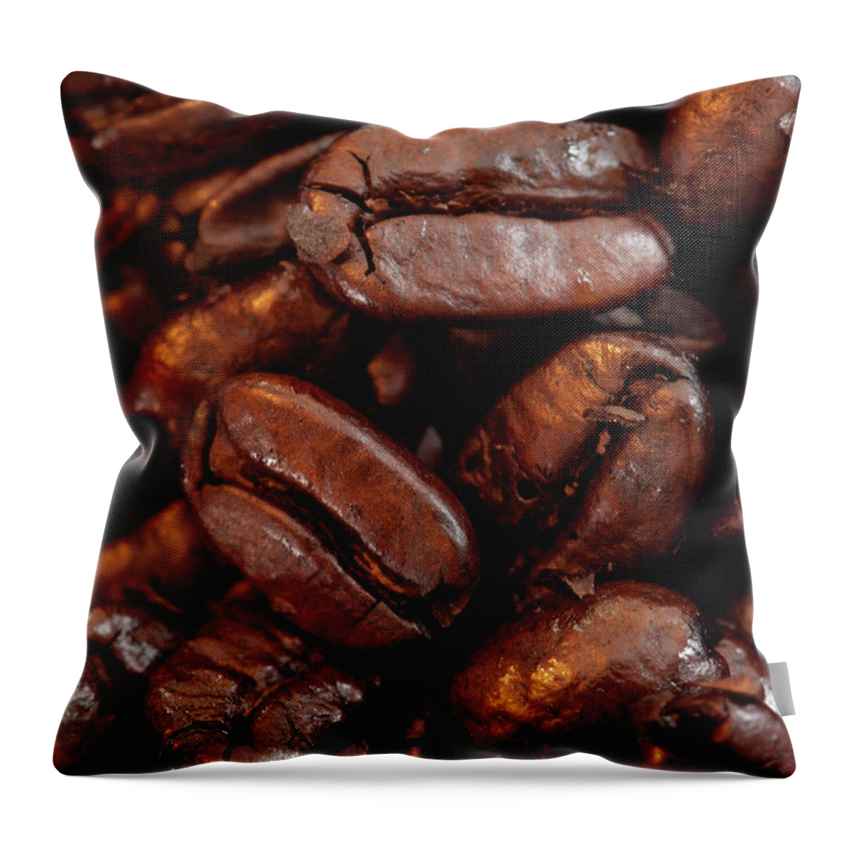 Abstract Throw Pillow featuring the photograph Coffee Beans by Kyle Lee