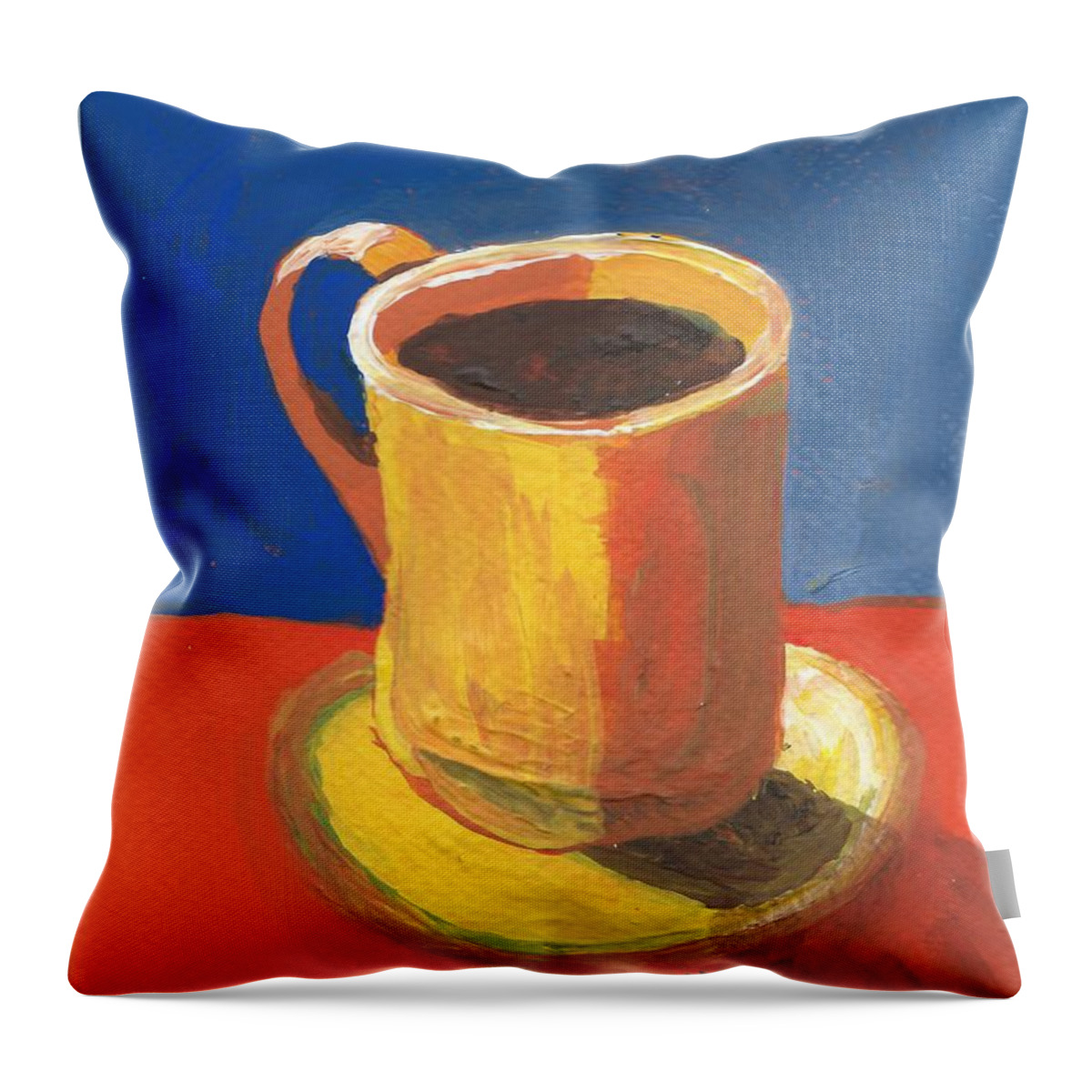 Abstract Coffe Throw Pillow featuring the painting Coffee Mug #2 by Elise Boam