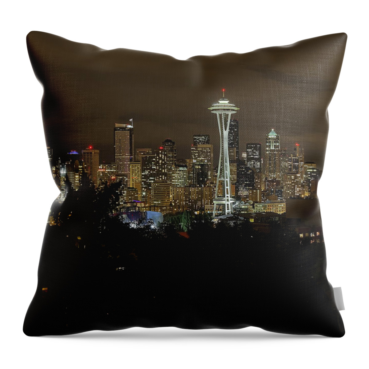 City Of Seattle Throw Pillow featuring the photograph Coffee Town by James Heckt