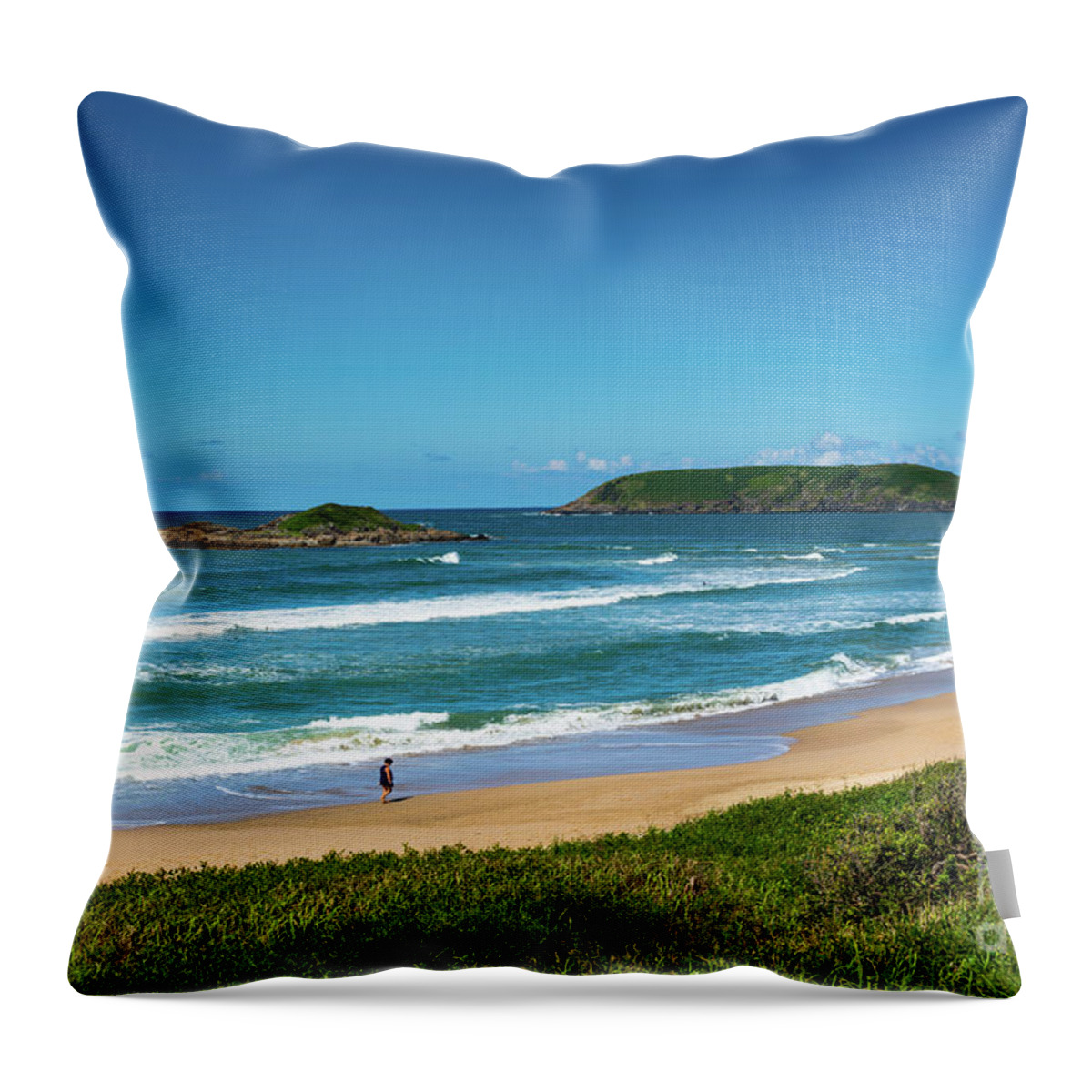  Throw Pillow featuring the photograph Coffs Harbour Park beach by Andrew Michael
