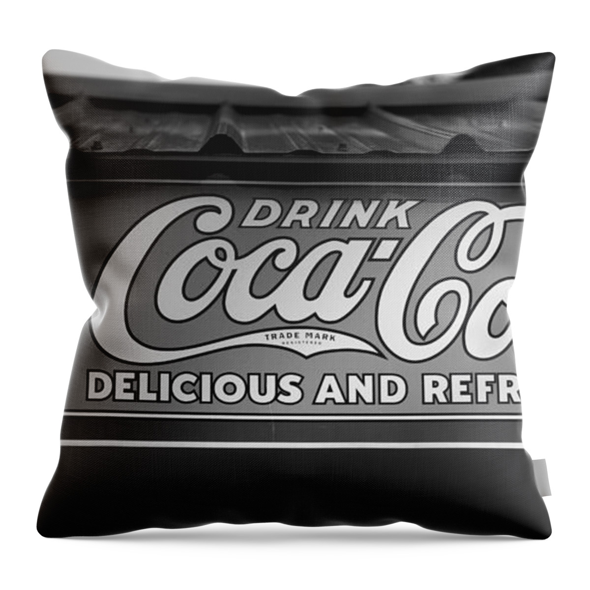 Coke Throw Pillow featuring the photograph Coke sign work 7 by David Lee Thompson