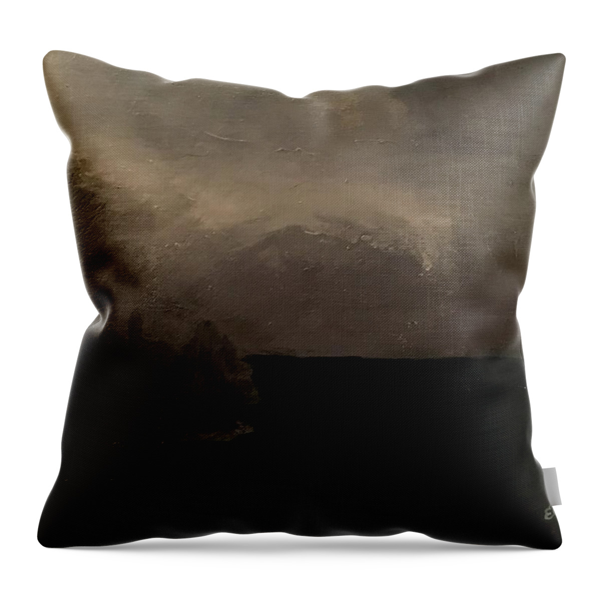 Painting Throw Pillow featuring the painting Cold Fog and Sea by Esperanza Creeger