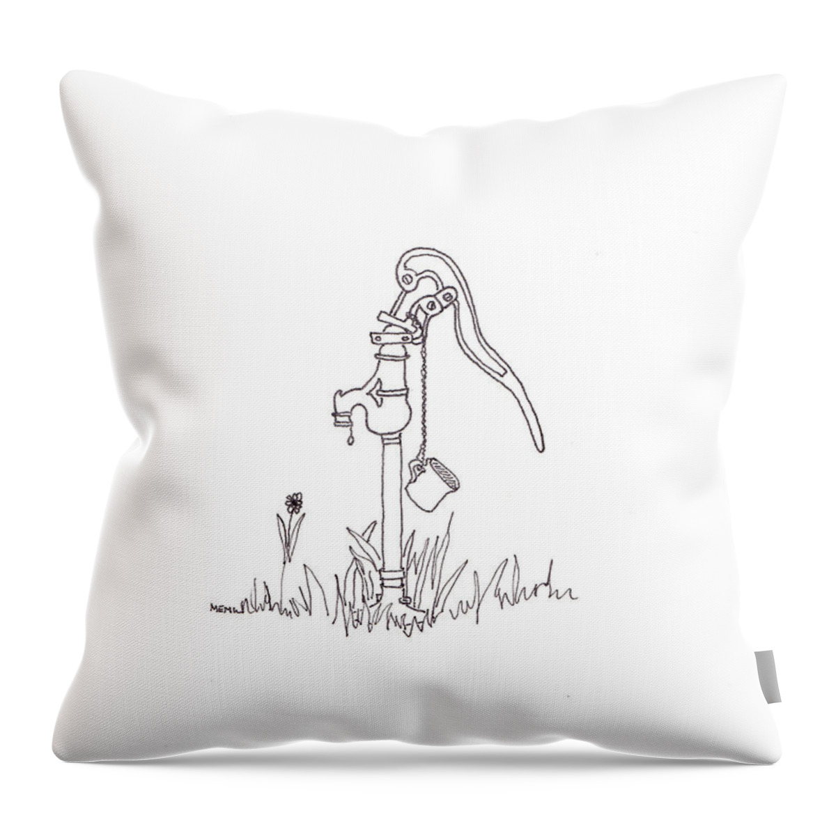 Stonefileld Throw Pillow featuring the drawing Cold Water by Mary Ellen Mueller Legault
