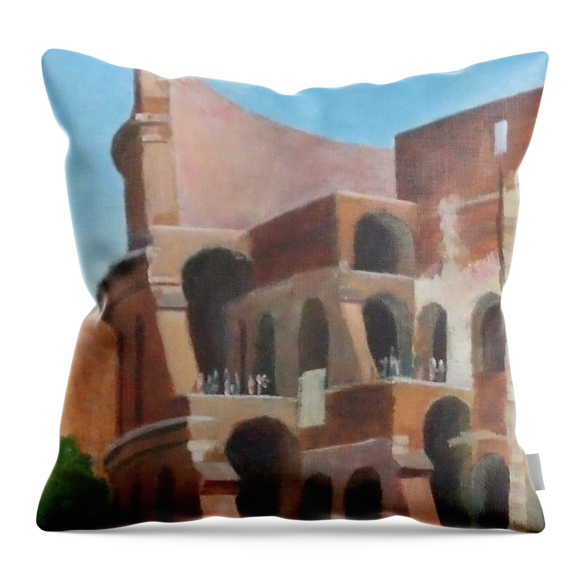 Coliseum Throw Pillow featuring the painting Coliseum by Claire Gagnon