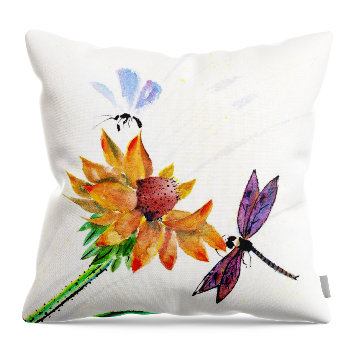 Chinese Brush Painting Throw Pillow featuring the painting Collaboration by Bill Searle
