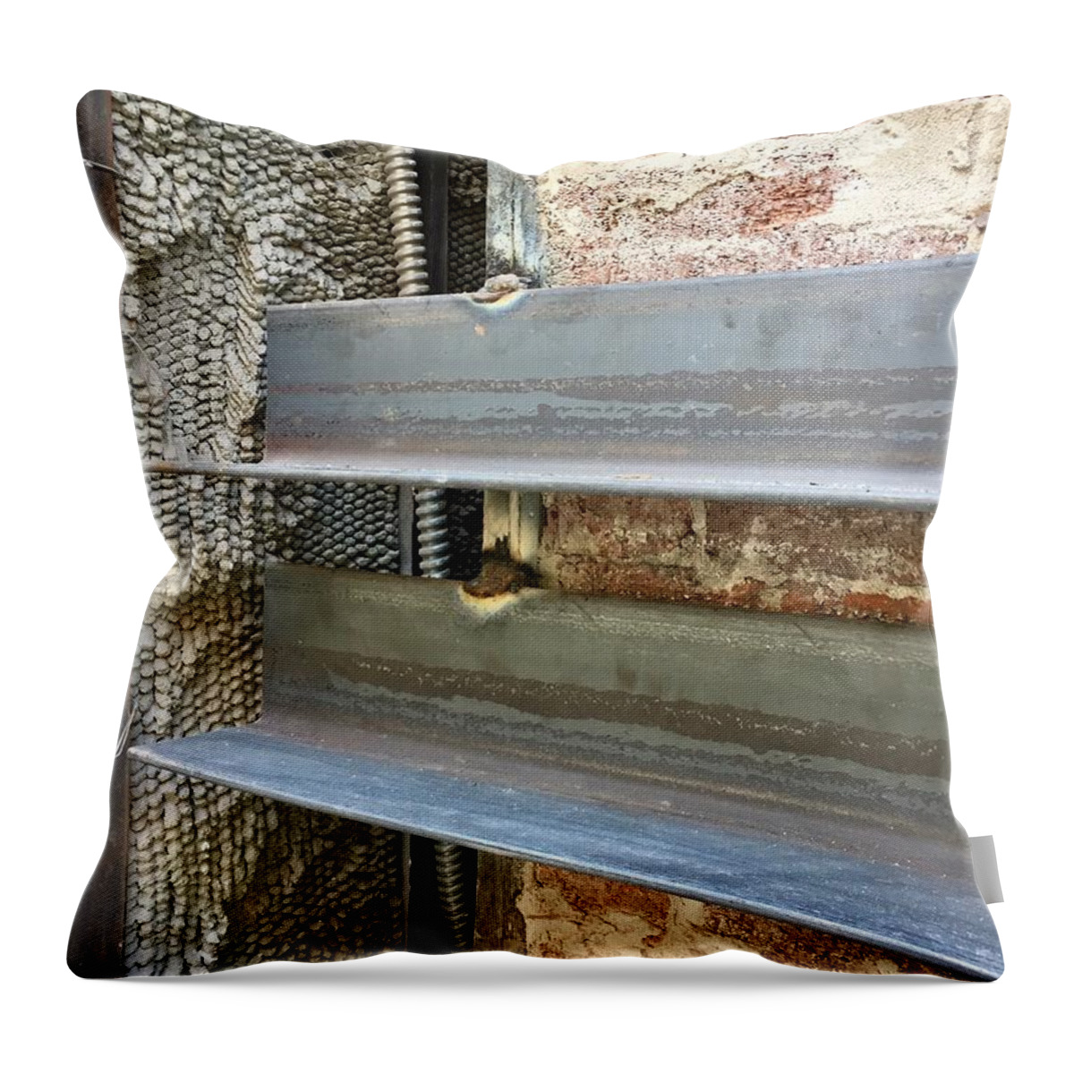 Angle Iron Brick Rough Exposed Throw Pillow featuring the photograph Collage Series 1-10 by J Doyne Miller