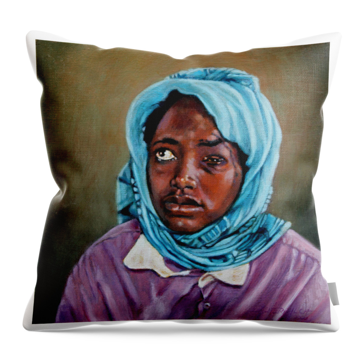 War Throw Pillow featuring the painting Collateral Damage by John Lautermilch