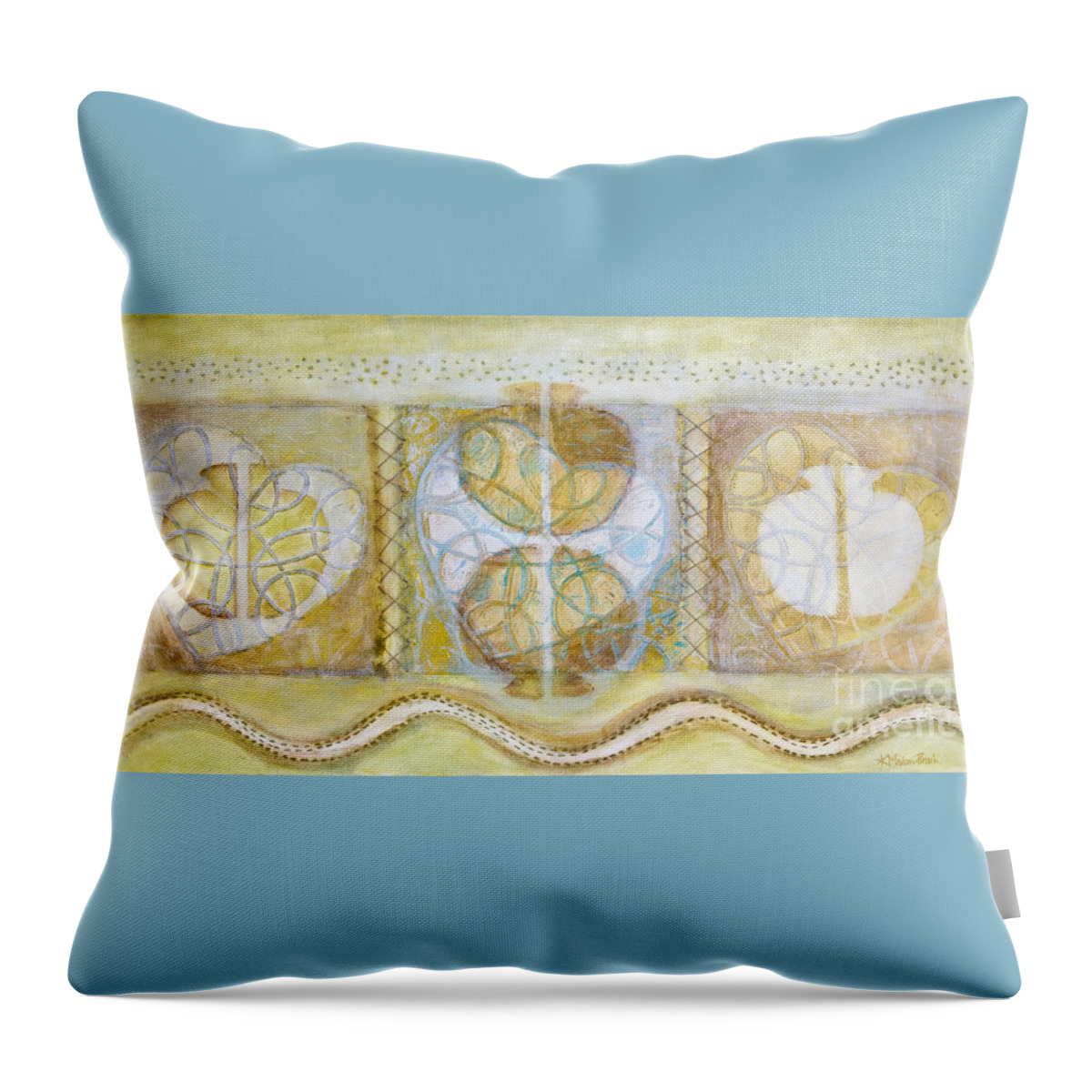 Symbolism Throw Pillow featuring the painting Collective Unconscious Three equals One equals Enlightenment by Kerryn Madsen- Pietsch