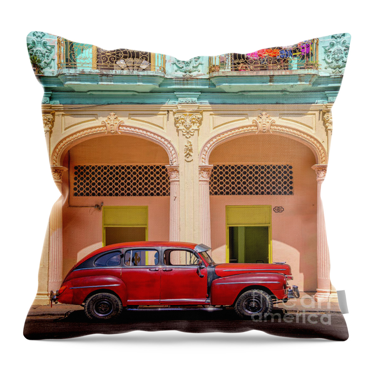 Cuba Throw Pillow featuring the photograph Colonial architecture in Cuba by Delphimages Photo Creations