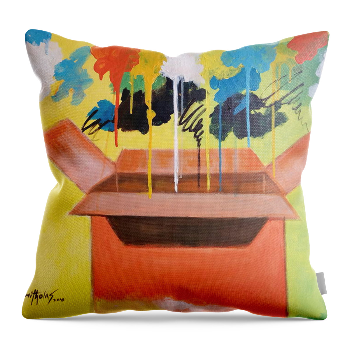 Living Room Throw Pillow featuring the painting Color Drop by Olaoluwa Smith