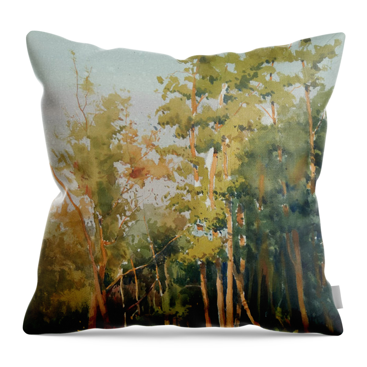 Nature Throw Pillow featuring the painting Color of Light by Helal Uddin