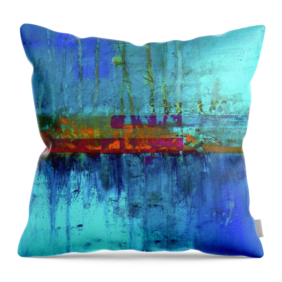 Large Blue Abstract Painting Throw Pillow featuring the painting Color Pond by Nancy Merkle