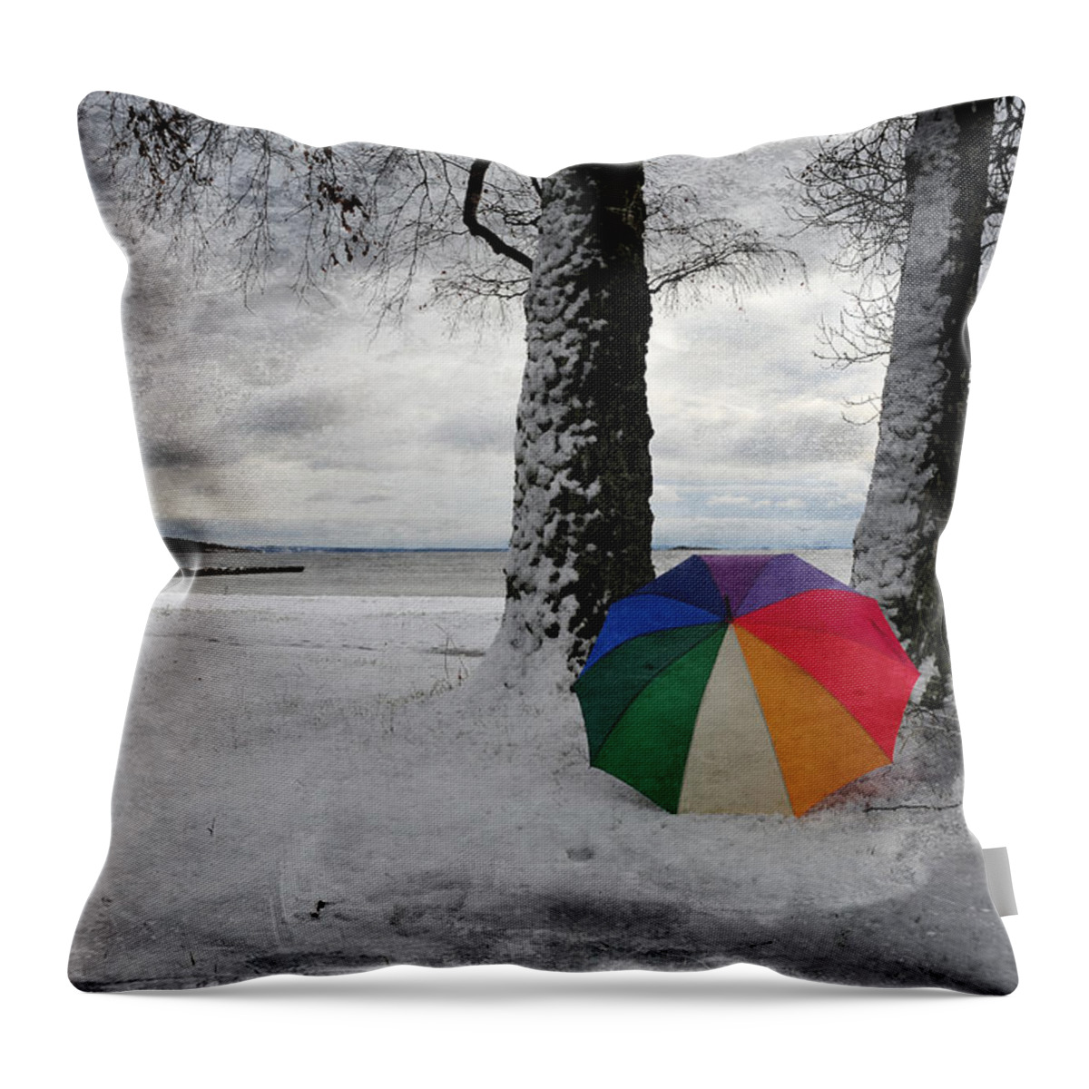 Umbrella Throw Pillow featuring the photograph Color to the Melancholy by Randi Grace Nilsberg