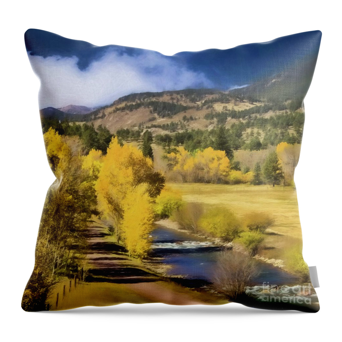 Colorado Throw Pillow featuring the painting Colorado Fall Mountains by Steven Parker