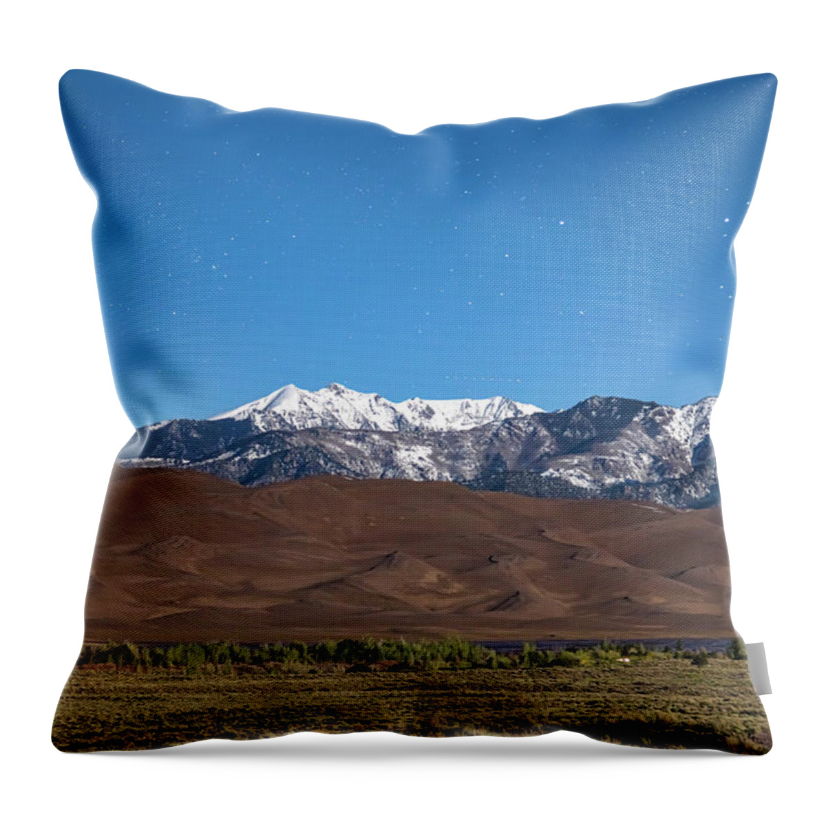 Sand Dunes Throw Pillow featuring the photograph Colorado Great Sand Dunes with Falling Star by James BO Insogna