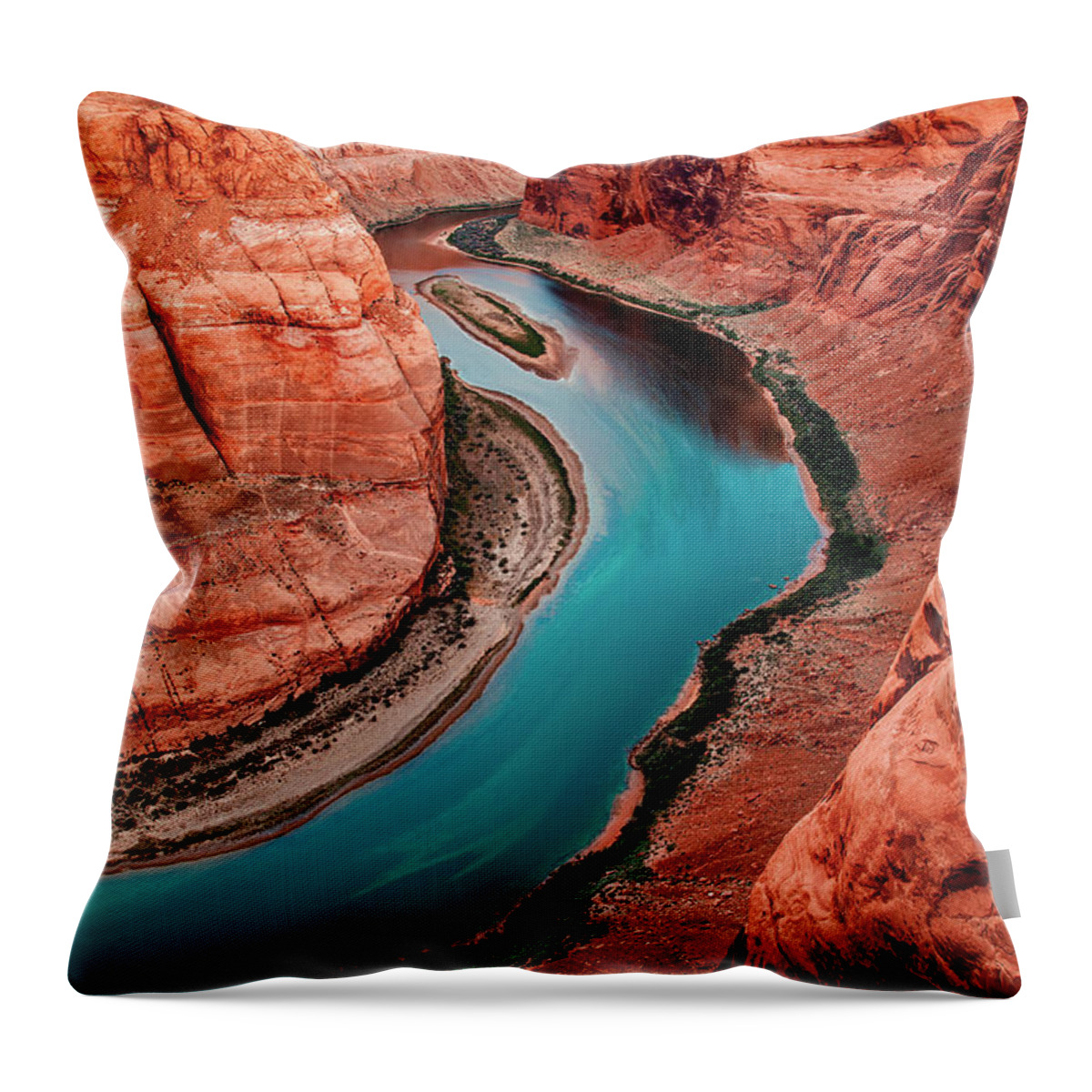 Horseshoe Bend Throw Pillow featuring the photograph Colorado River Bend by Az Jackson