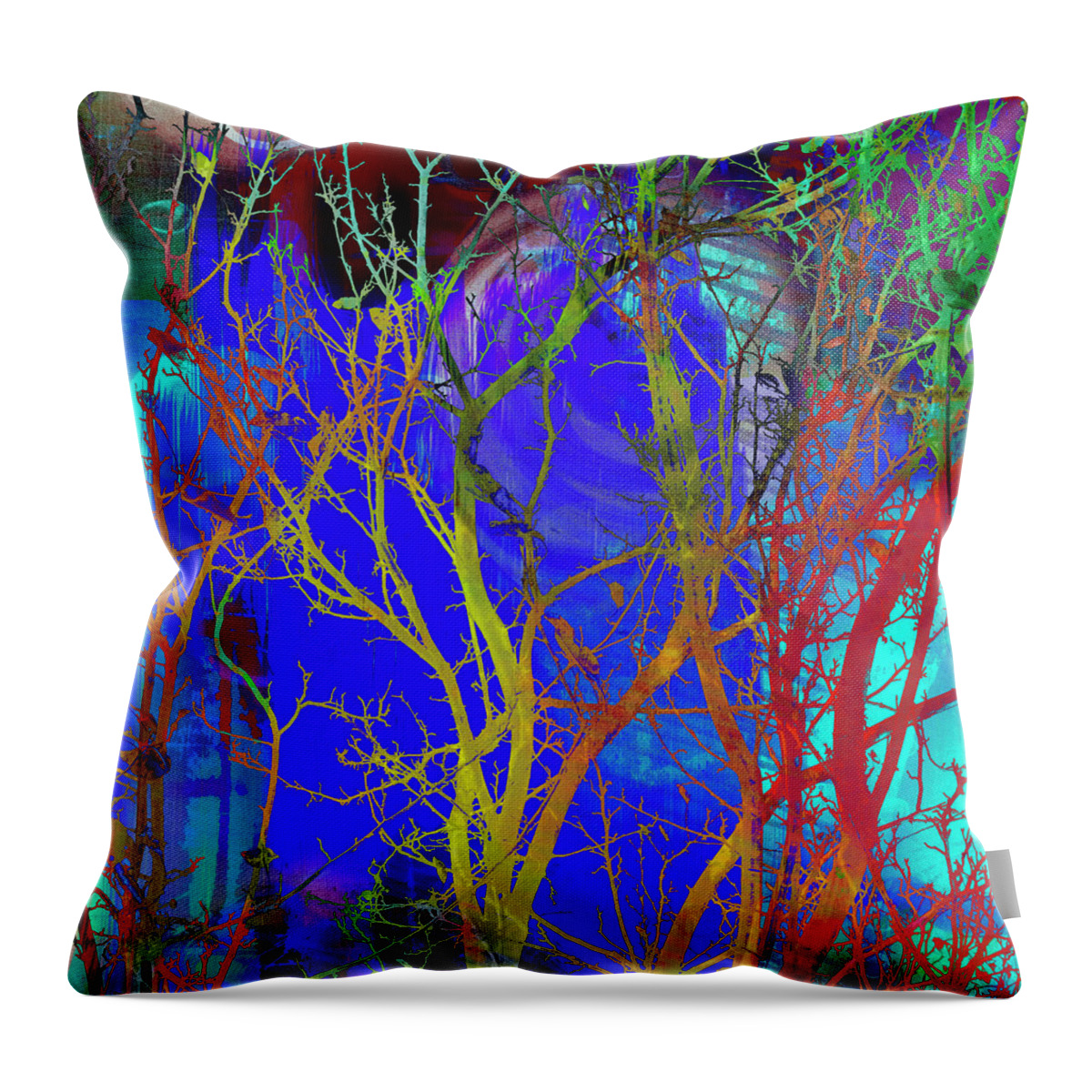 Tree Branches Throw Pillow featuring the photograph Colored Tree Branches by Susan Stone