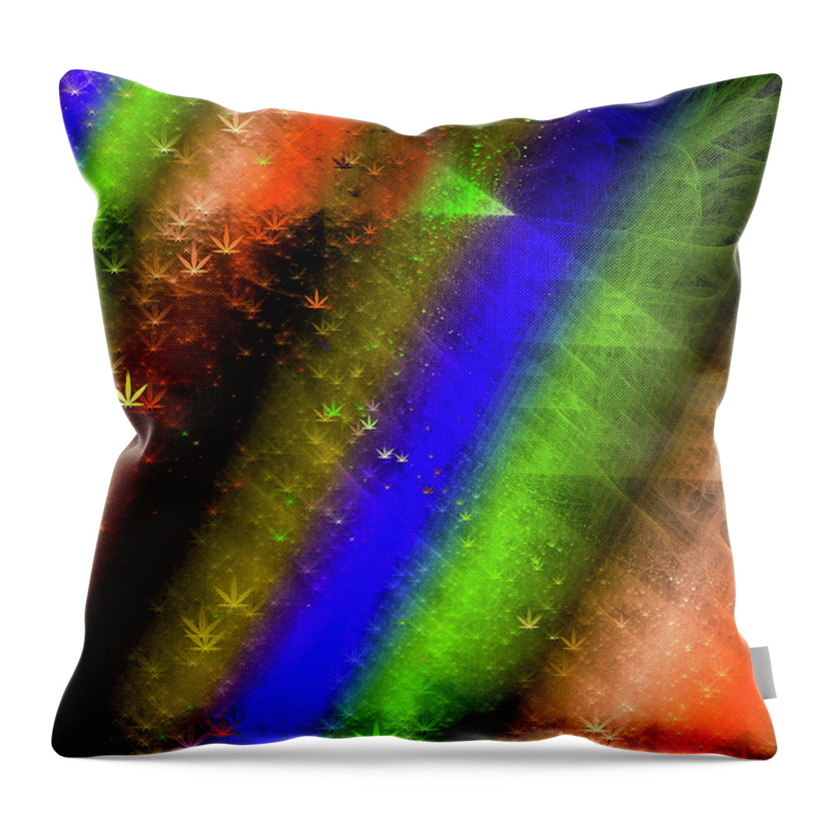Weed Art Throw Pillow featuring the digital art Colorful abstract Weed Art by Matthias Hauser