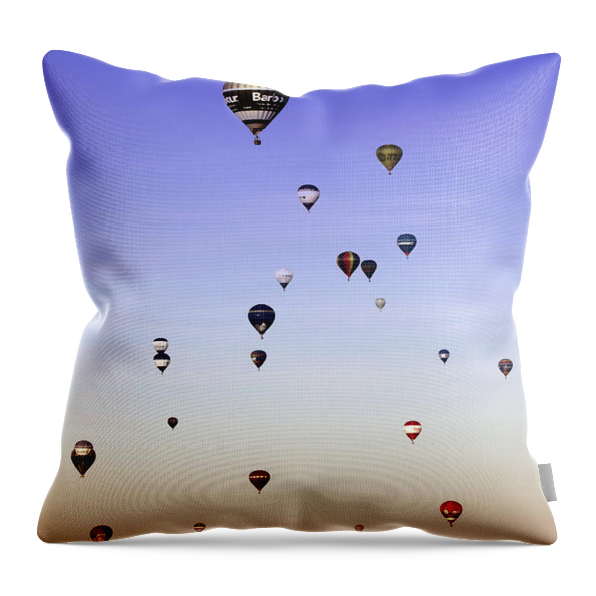 Sky Throw Pillow featuring the photograph Colorful balloons on colorful sky by Ang El