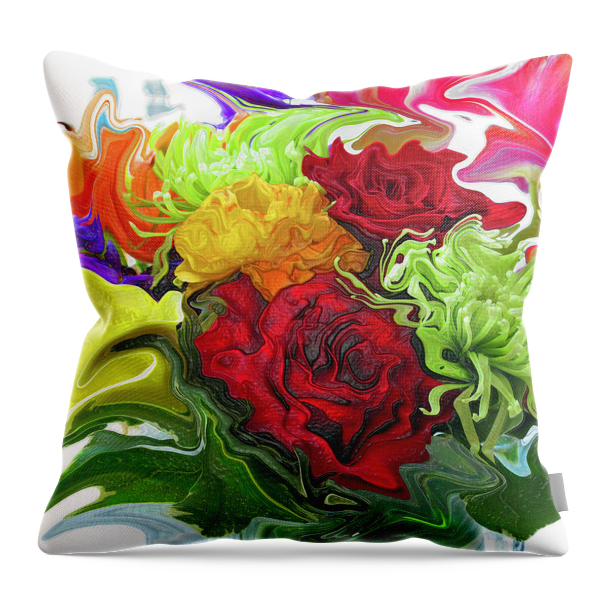 Abstract Throw Pillow featuring the photograph Colorful Bouquet by Kathy Moll