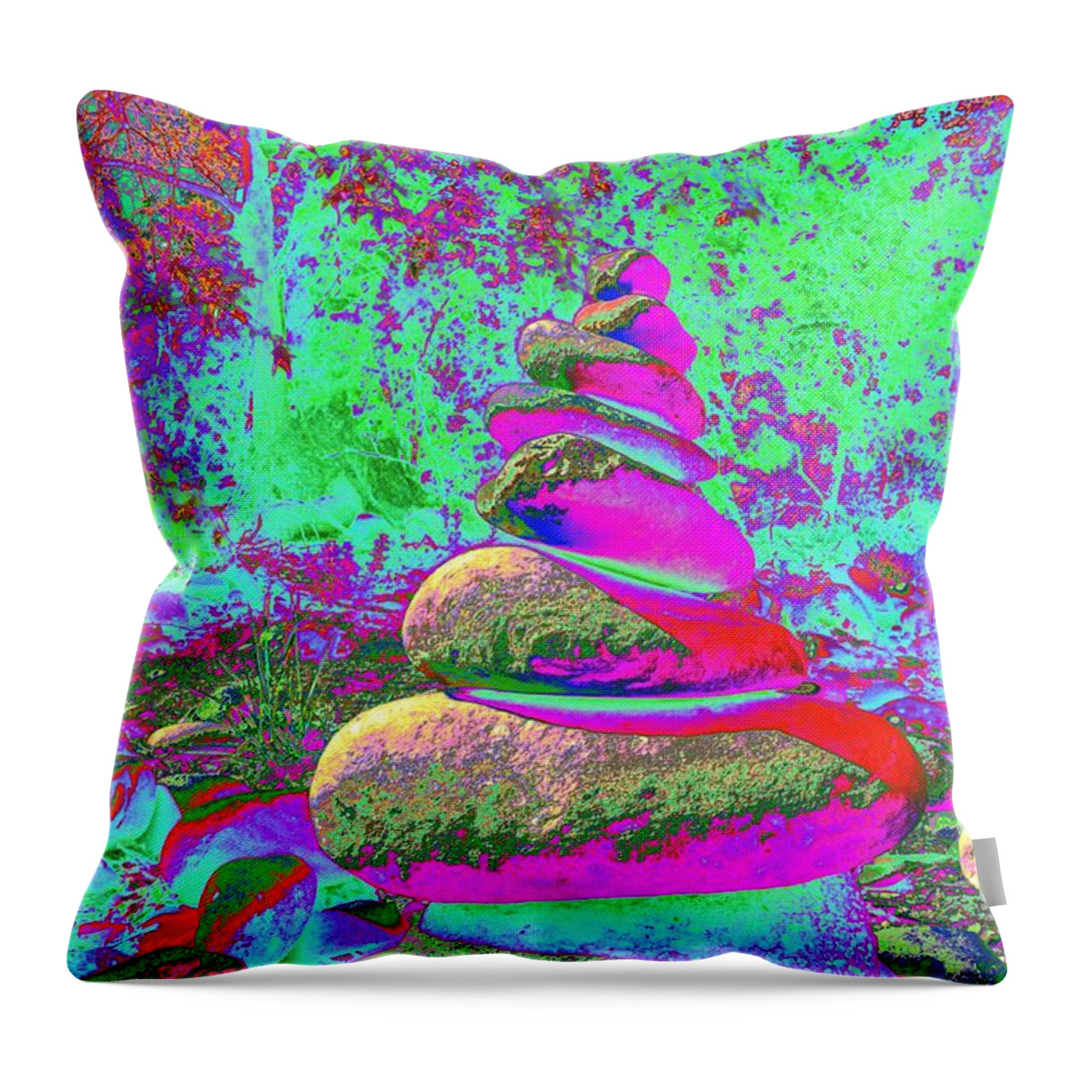Cairn Throw Pillow featuring the photograph Colorful Cairn by Richard Henne