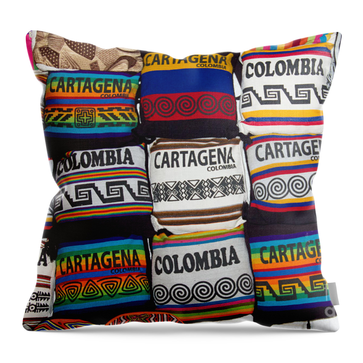  Throw Pillow featuring the photograph Colorful Cartagena by Bob Hislop