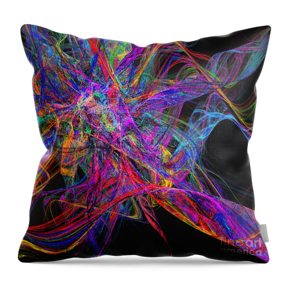 Andee Design Abstract Throw Pillow featuring the digital art Rainbow Colorful Chaos Abstract by Andee Design