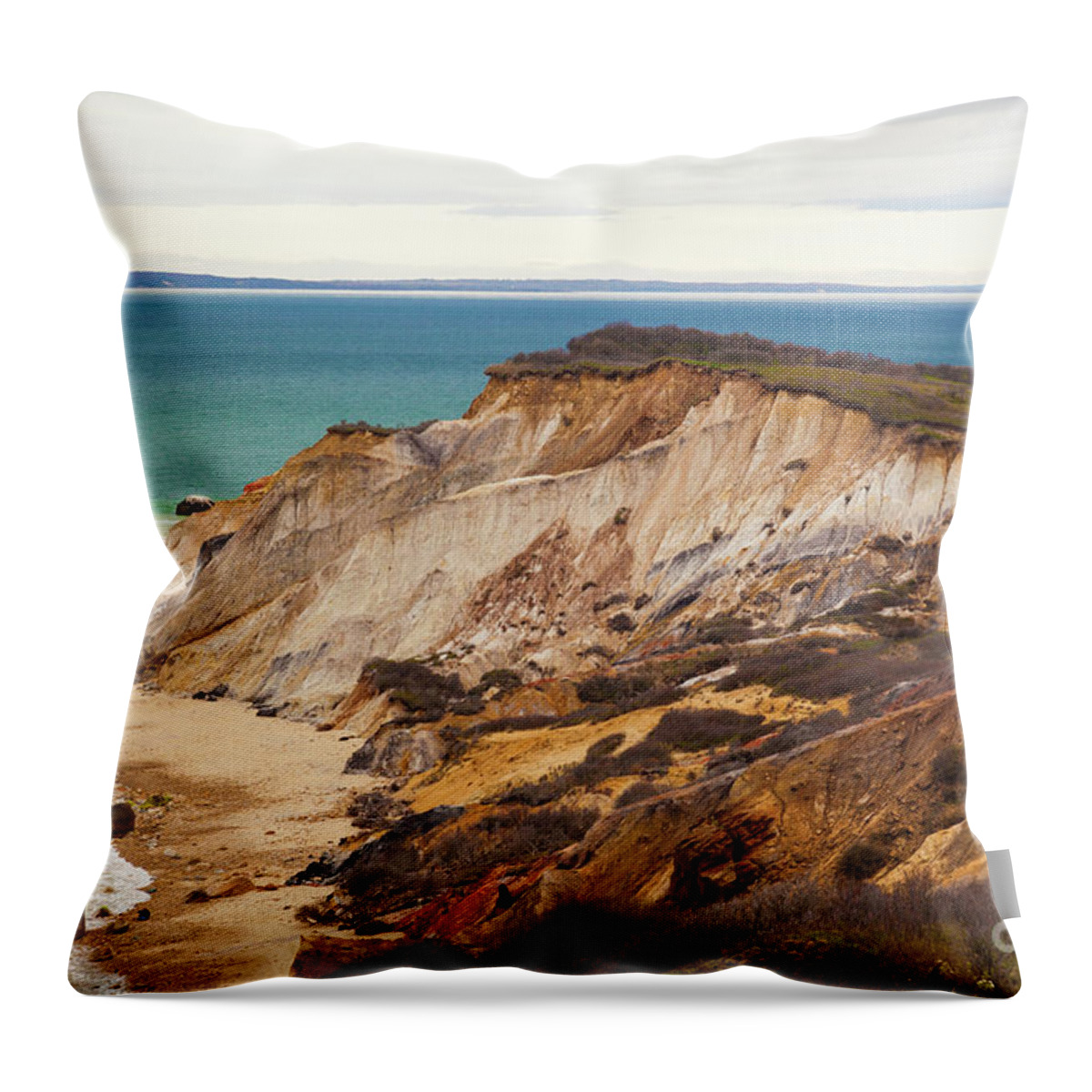 Colorful Clay Cliffs On The Vineyard Throw Pillow featuring the photograph Colorful Clay Cliffs on The Vineyard by Michelle Constantine