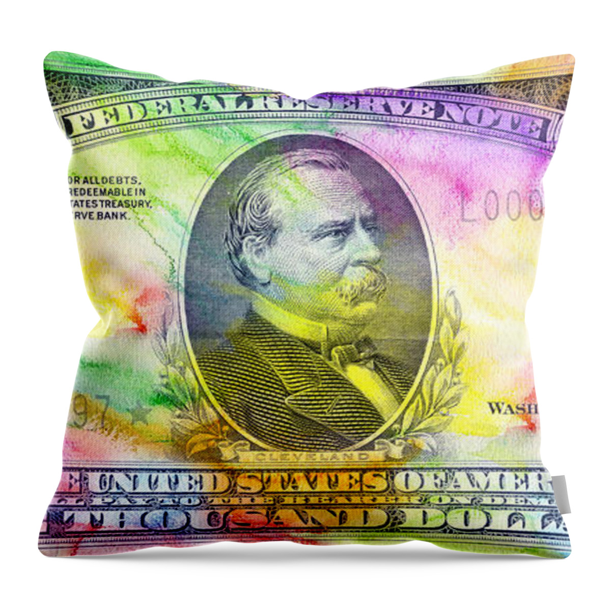1000 Dollar Bill Throw Pillow featuring the photograph Colorful Cleveland by Jon Neidert