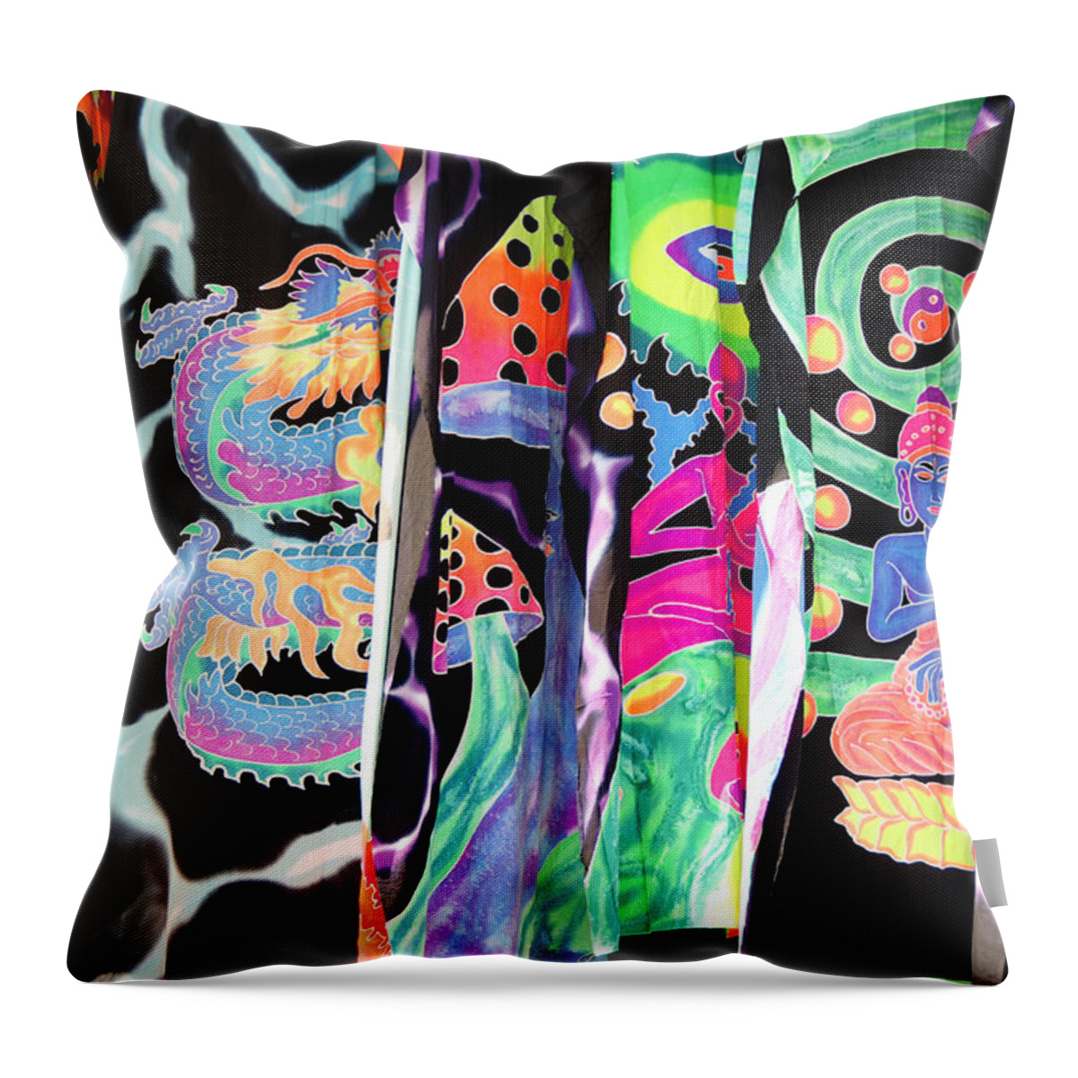 Abstract Throw Pillow featuring the photograph Colorful clothing textile by Michalakis Ppalis