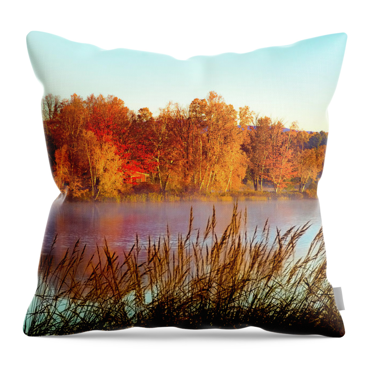 #jefffolger Throw Pillow featuring the photograph Colorful dawn on Haley Pond by Jeff Folger