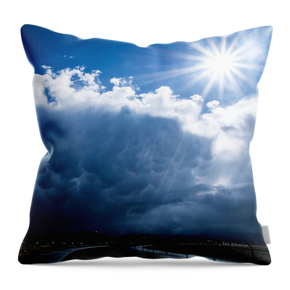 Mammatus Throw Pillow featuring the photograph Colorful Mammatus Cloud by Mick Anderson