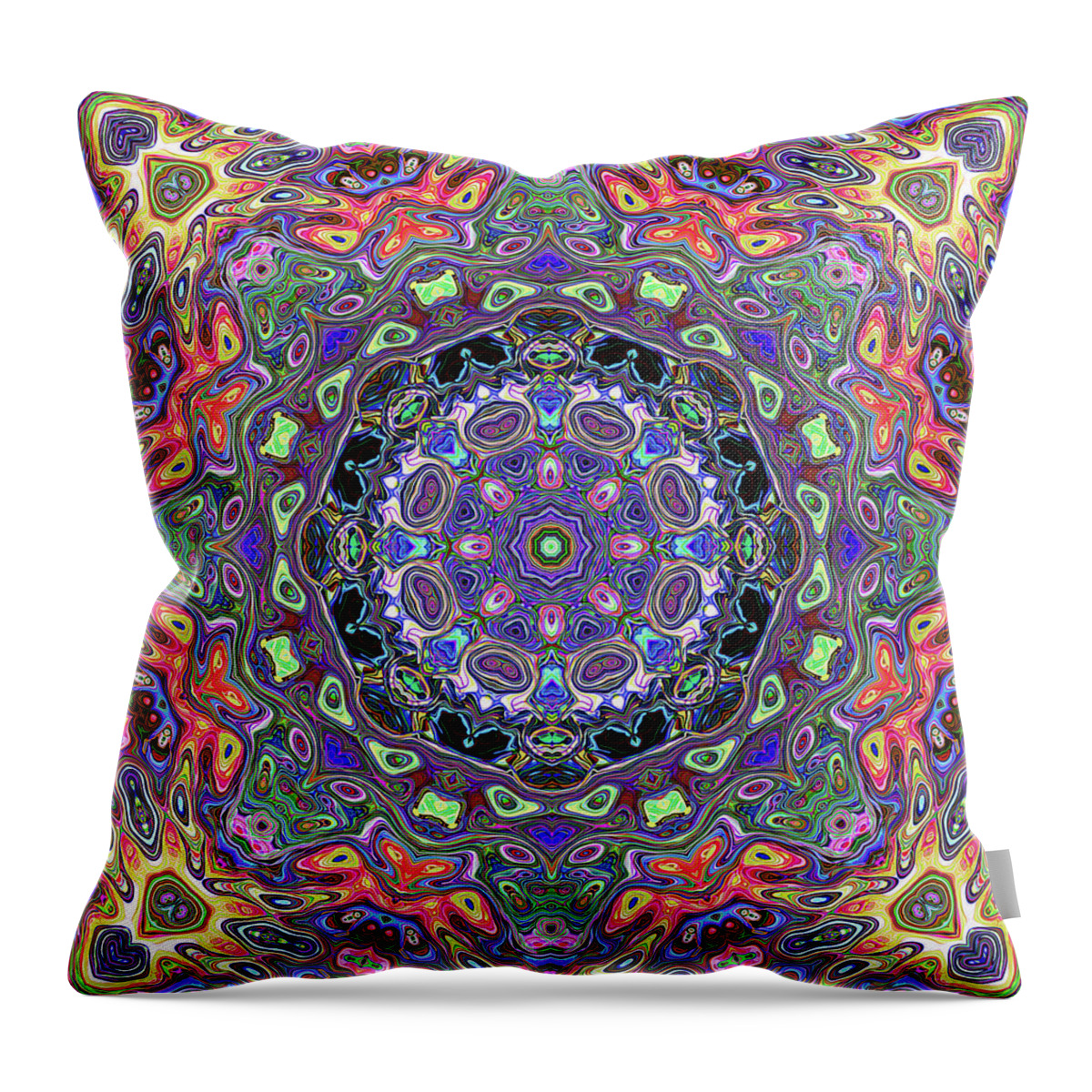 Mandala Throw Pillow featuring the digital art Colorful Mandala Abstract by Phil Perkins